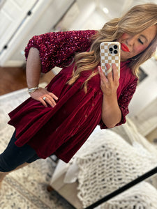 WINE SEQUIN TUNIC 12W