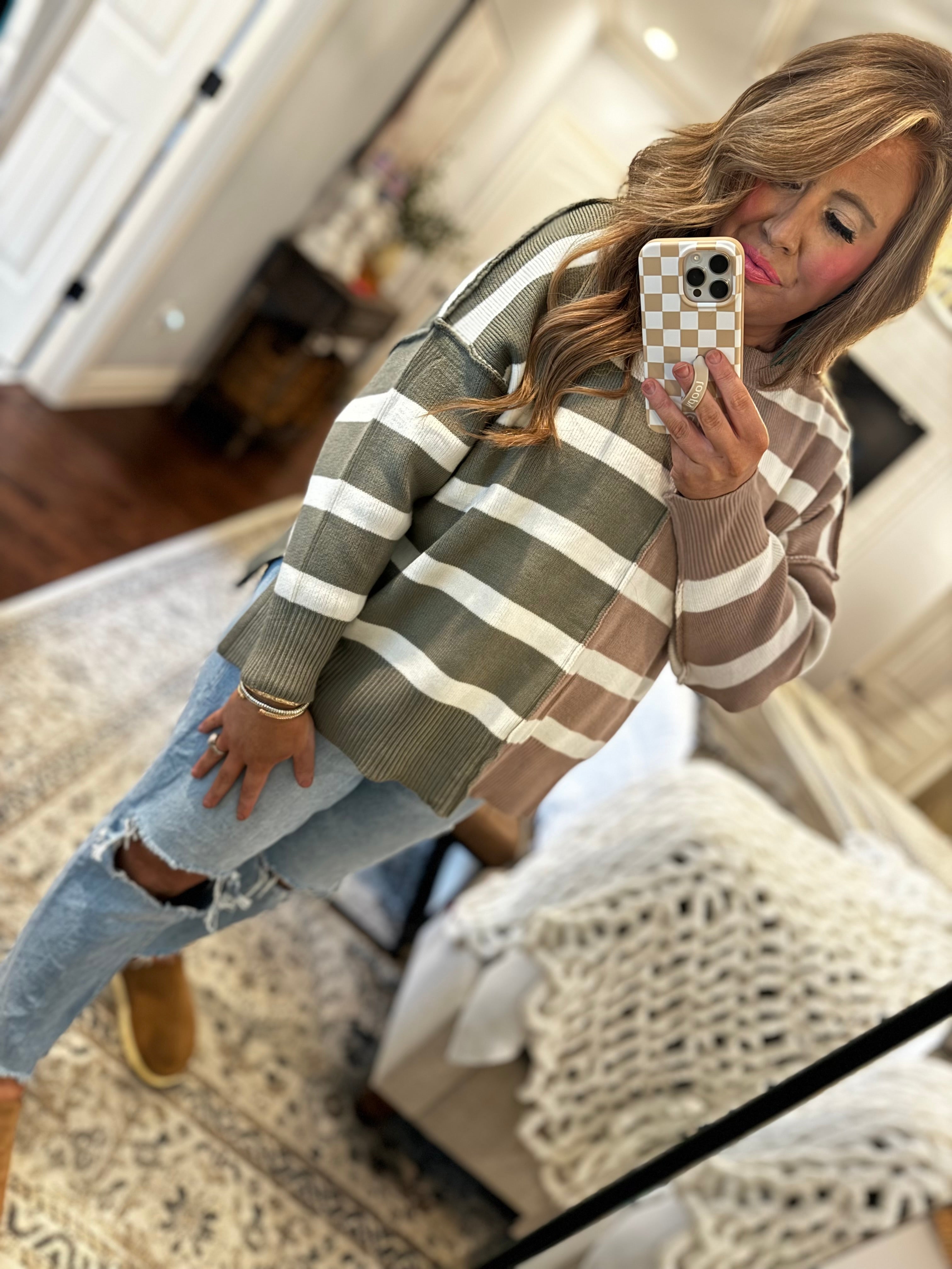 DRY HERB TAN AND SAGE SWEATER 33W