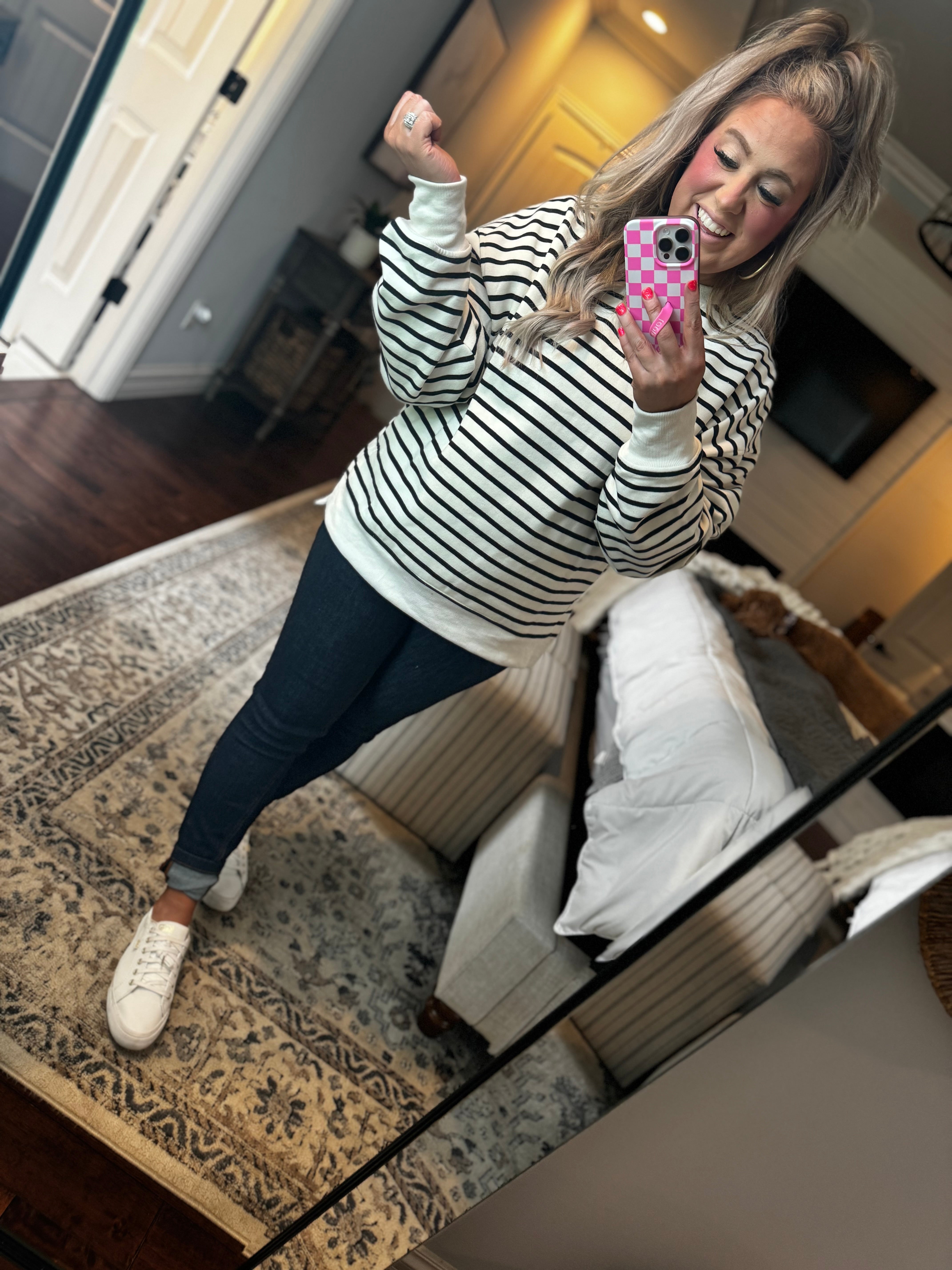 BLACK CREAM STRIPE SWEATSHIRT 3H