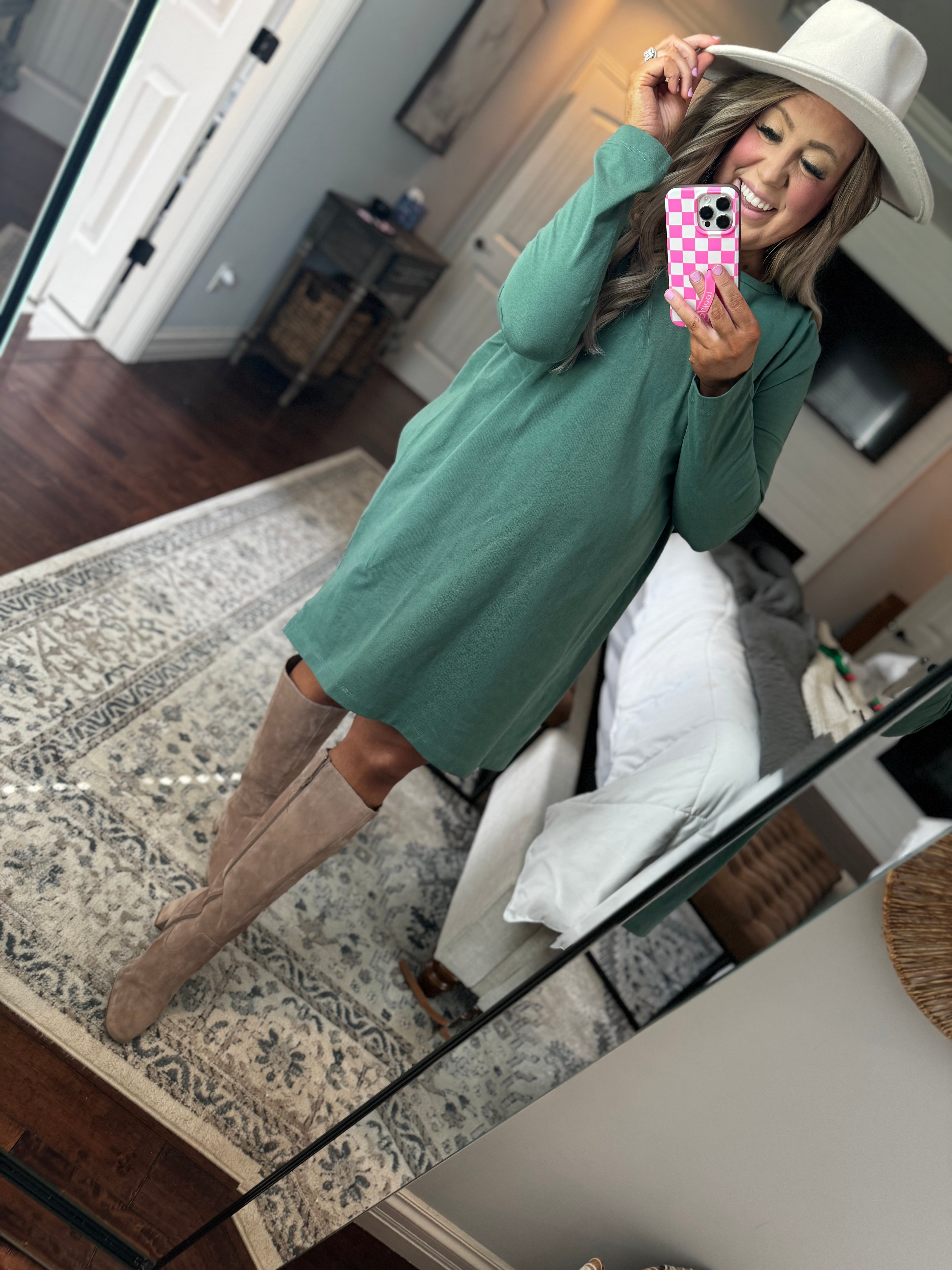 GREY GREEN TUNIC DRESS- 17I