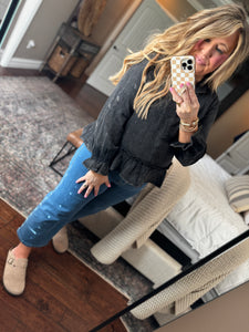 BLACK RUFFLE BOTTOM TOP K15