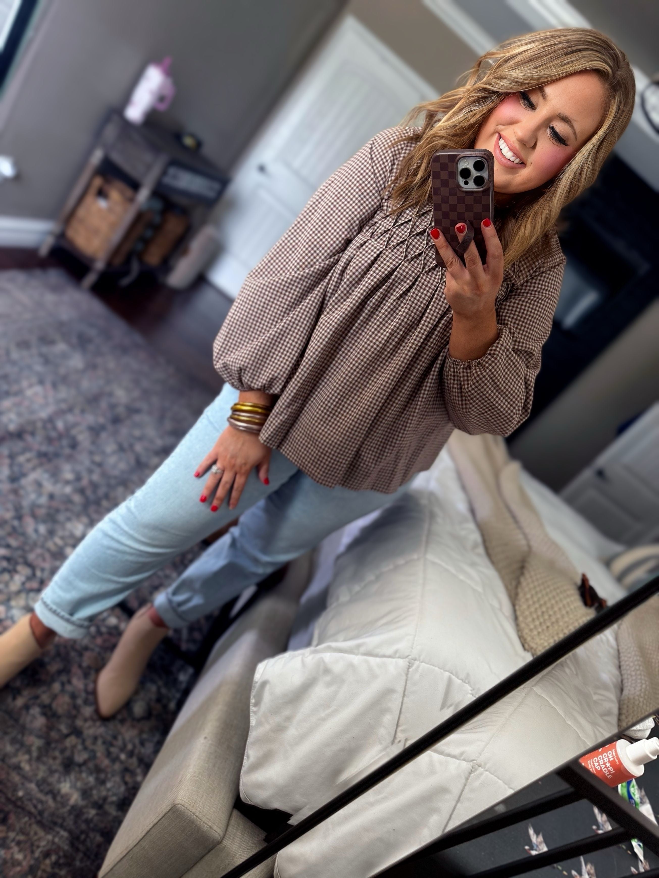 BROWN CHECKED TOP S9