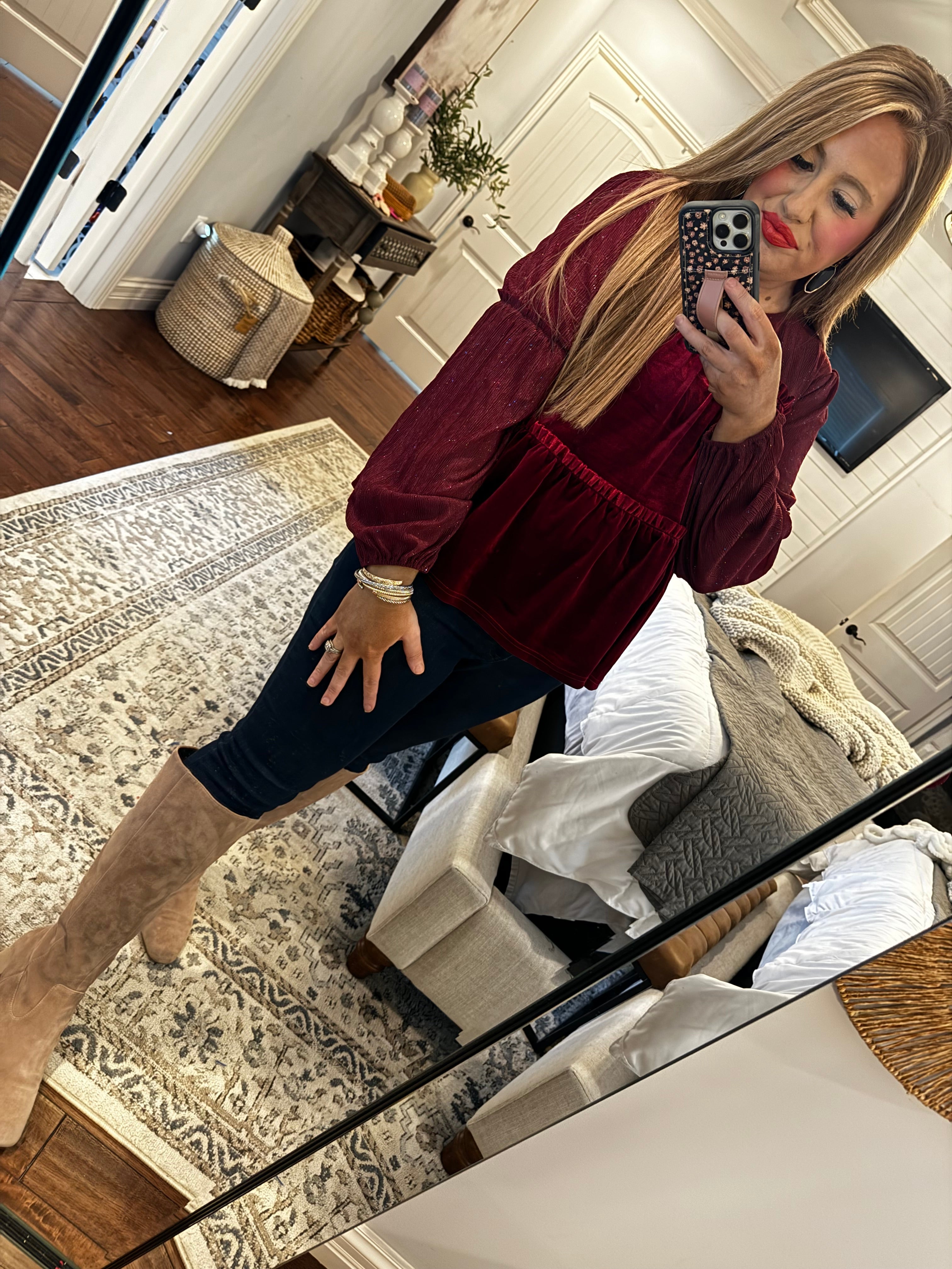 BURGUNDY TIERED TOP 3V