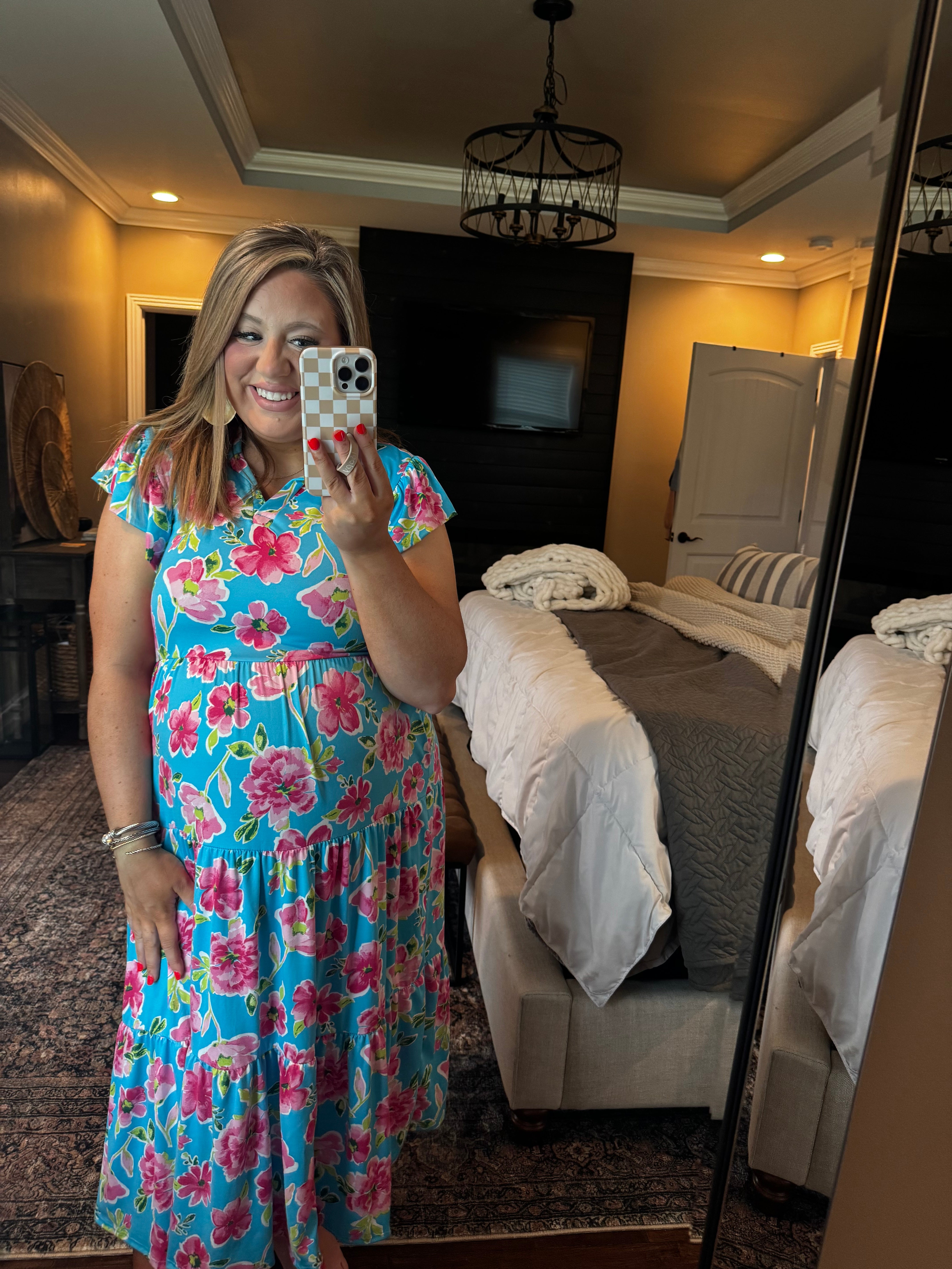 AQUA FLORAL DRESS 7H