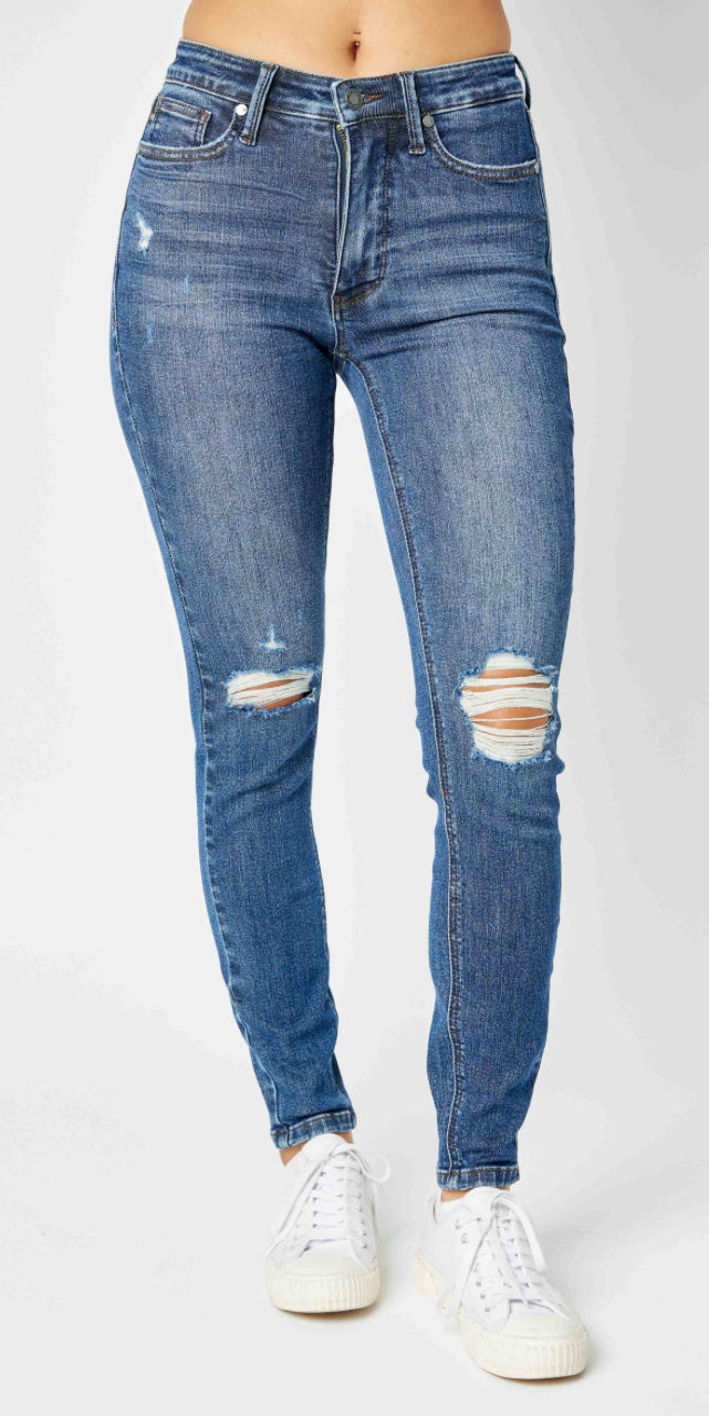 TUMMY CONTROL JUDY BLUE JEANS-DARK WASH
