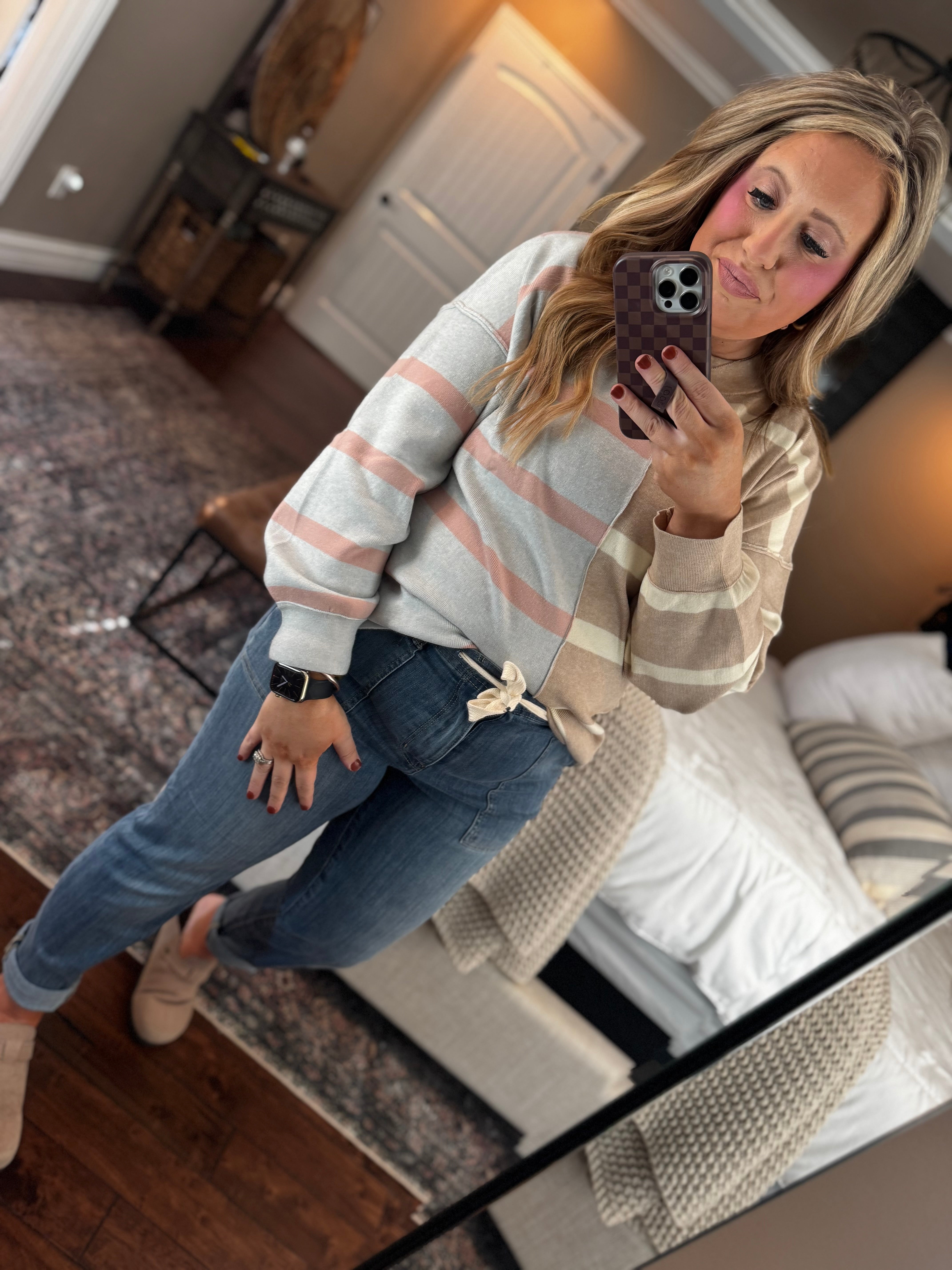 KHAKI STRIPE SWEATER M 14