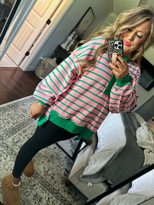 GREEN/PINK STRIPE SWEATSHIRT R3