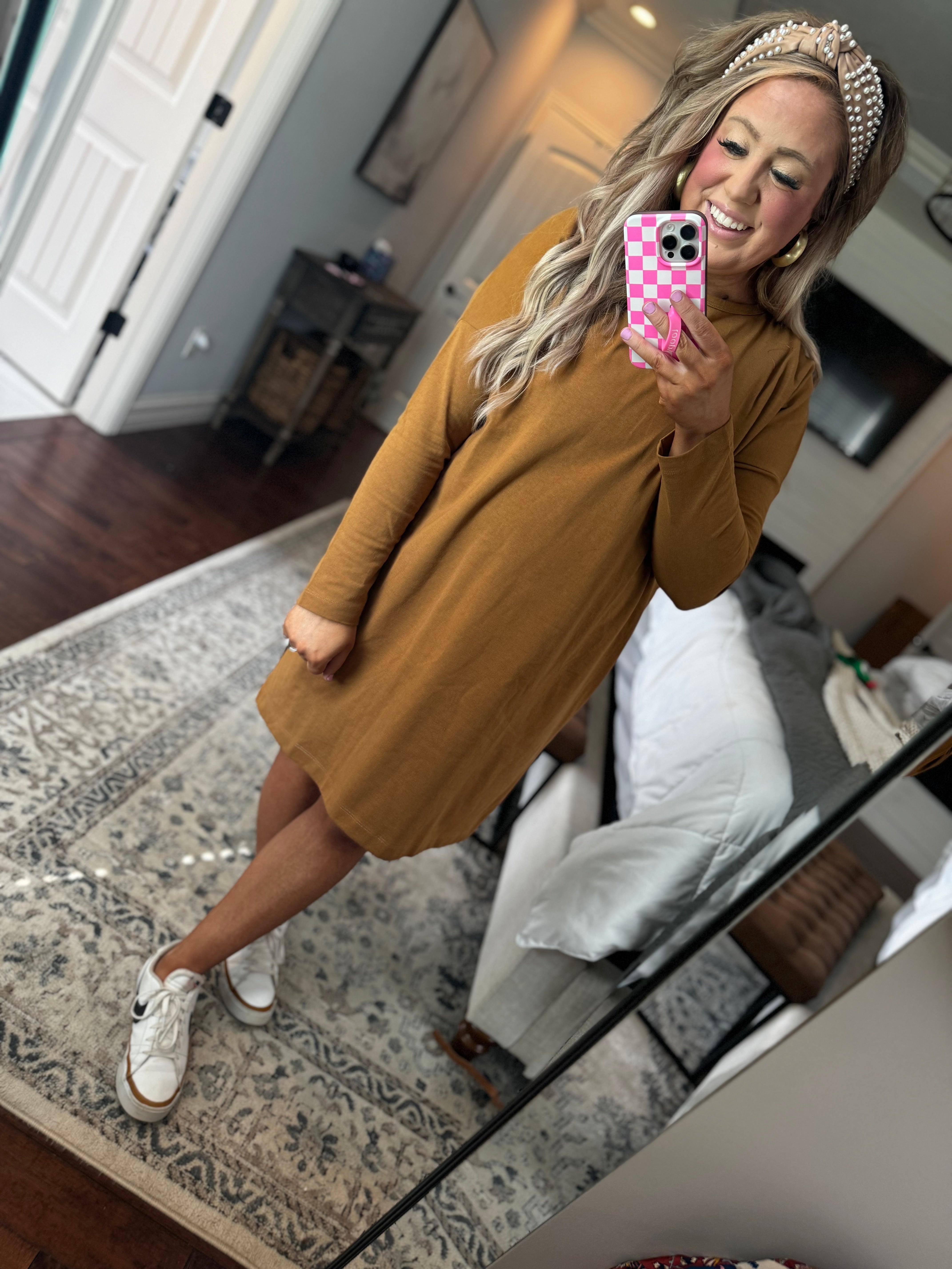 PALE BROWN TUNIC DRESS- 18I