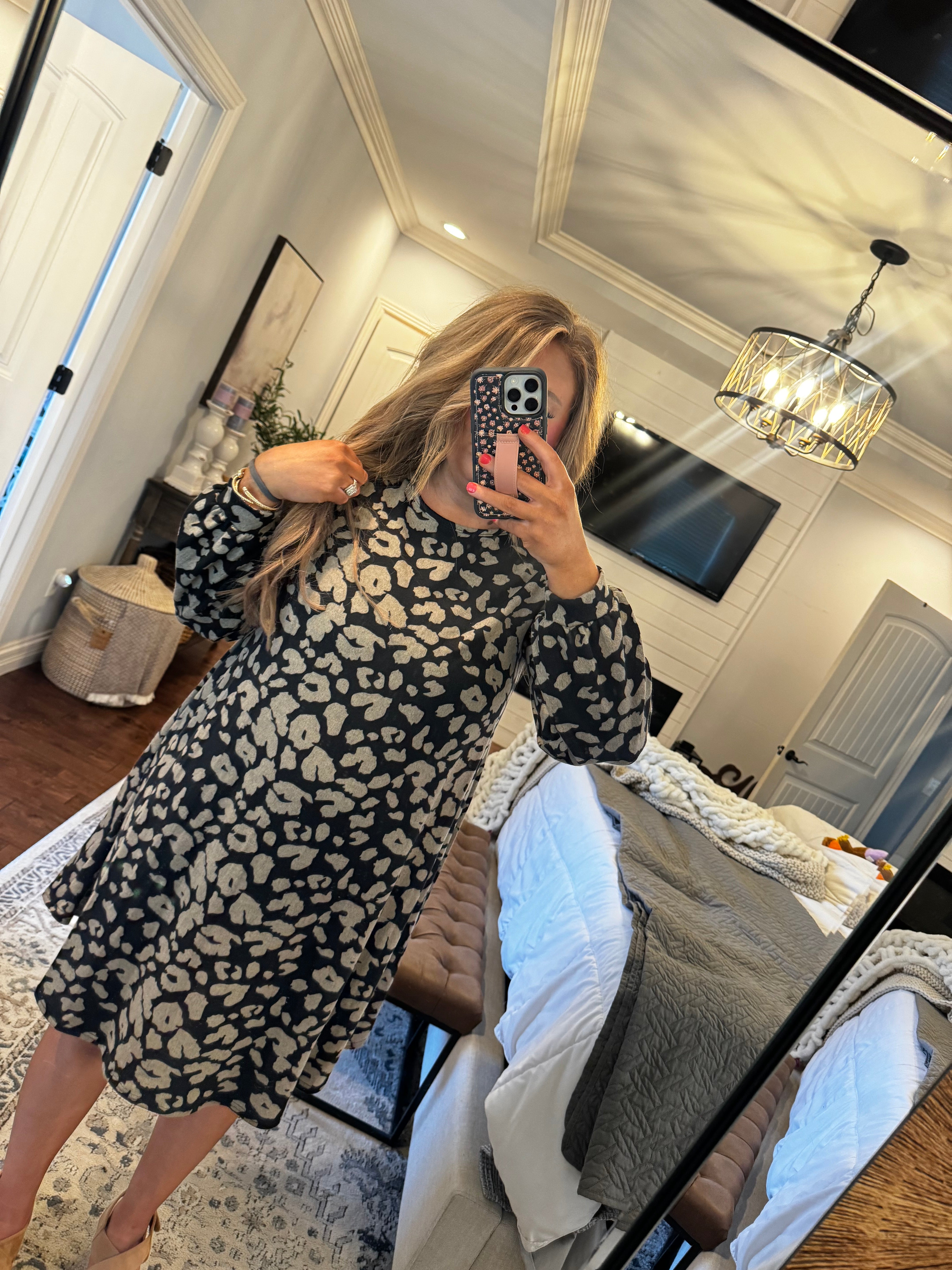 BLACK/GRAY LEOPARD DRESS S*