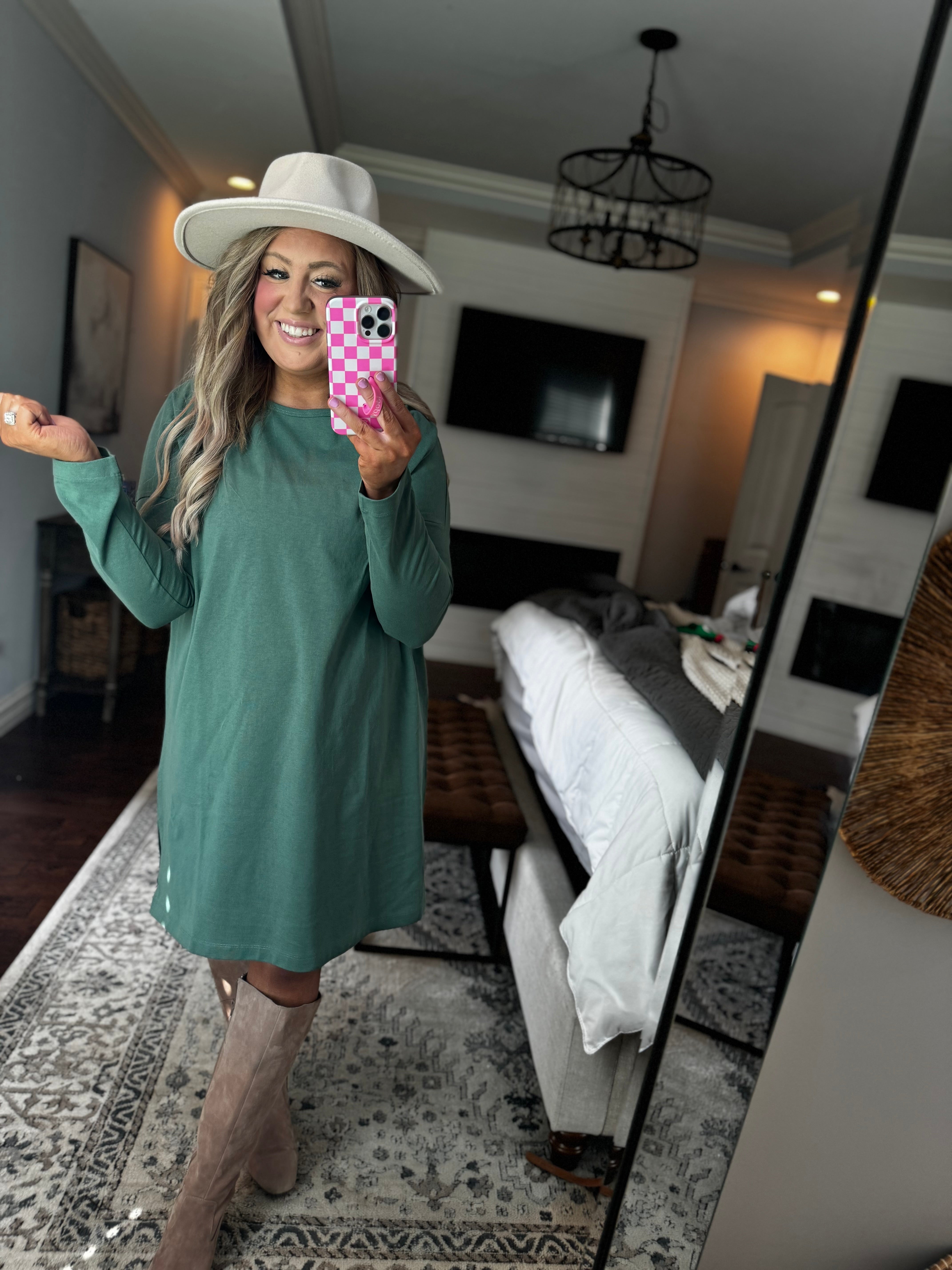 GREY GREEN TUNIC DRESS- 17I