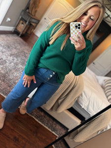 HUNTER GREEN HALF BOTTON SWEATER L16
