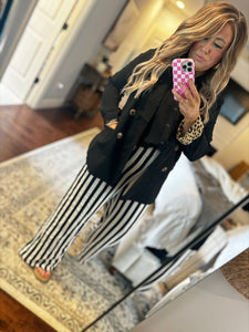 BLACK STRIPE PANTS- 23F