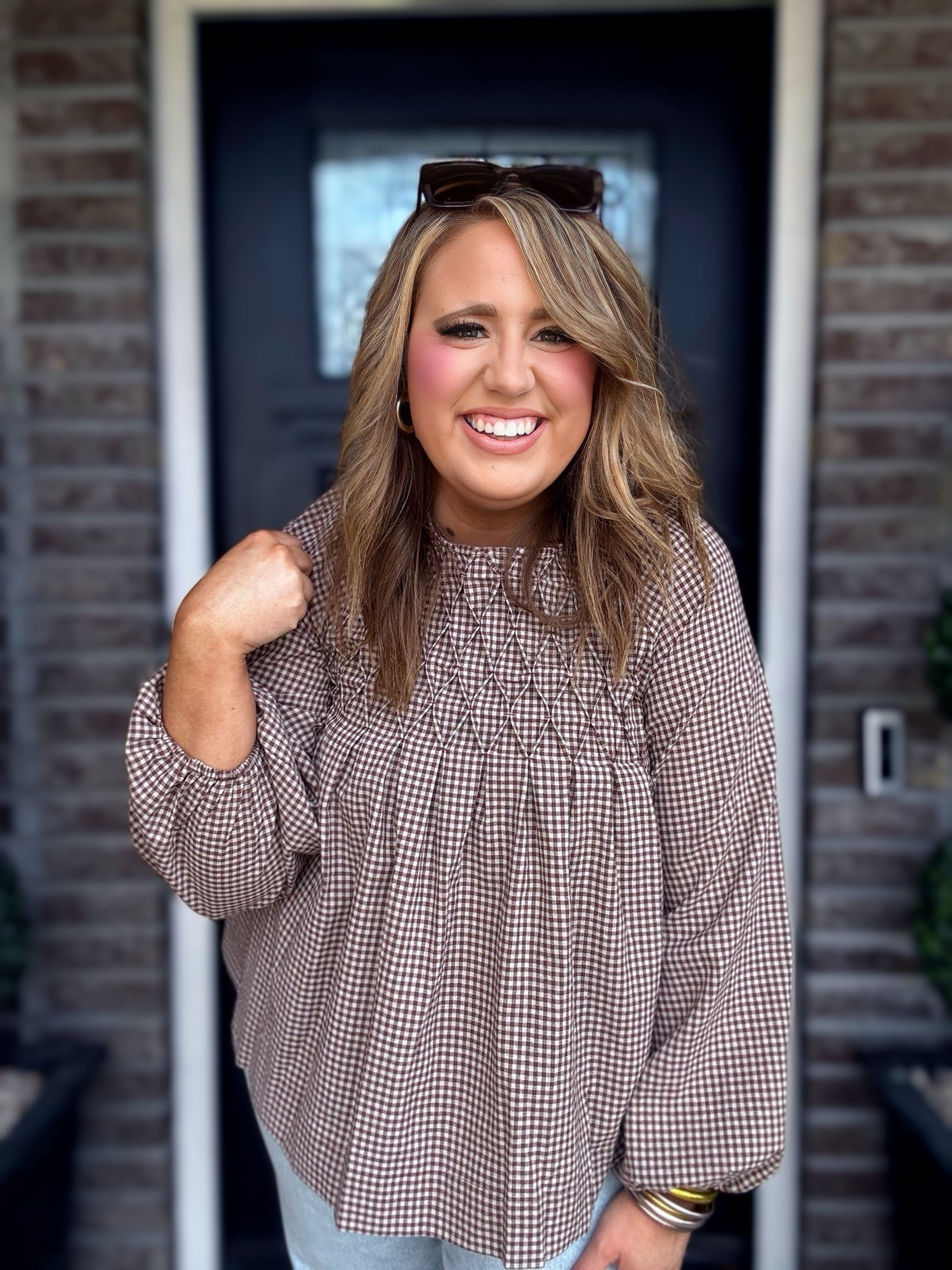 BROWN CHECKED TOP S9