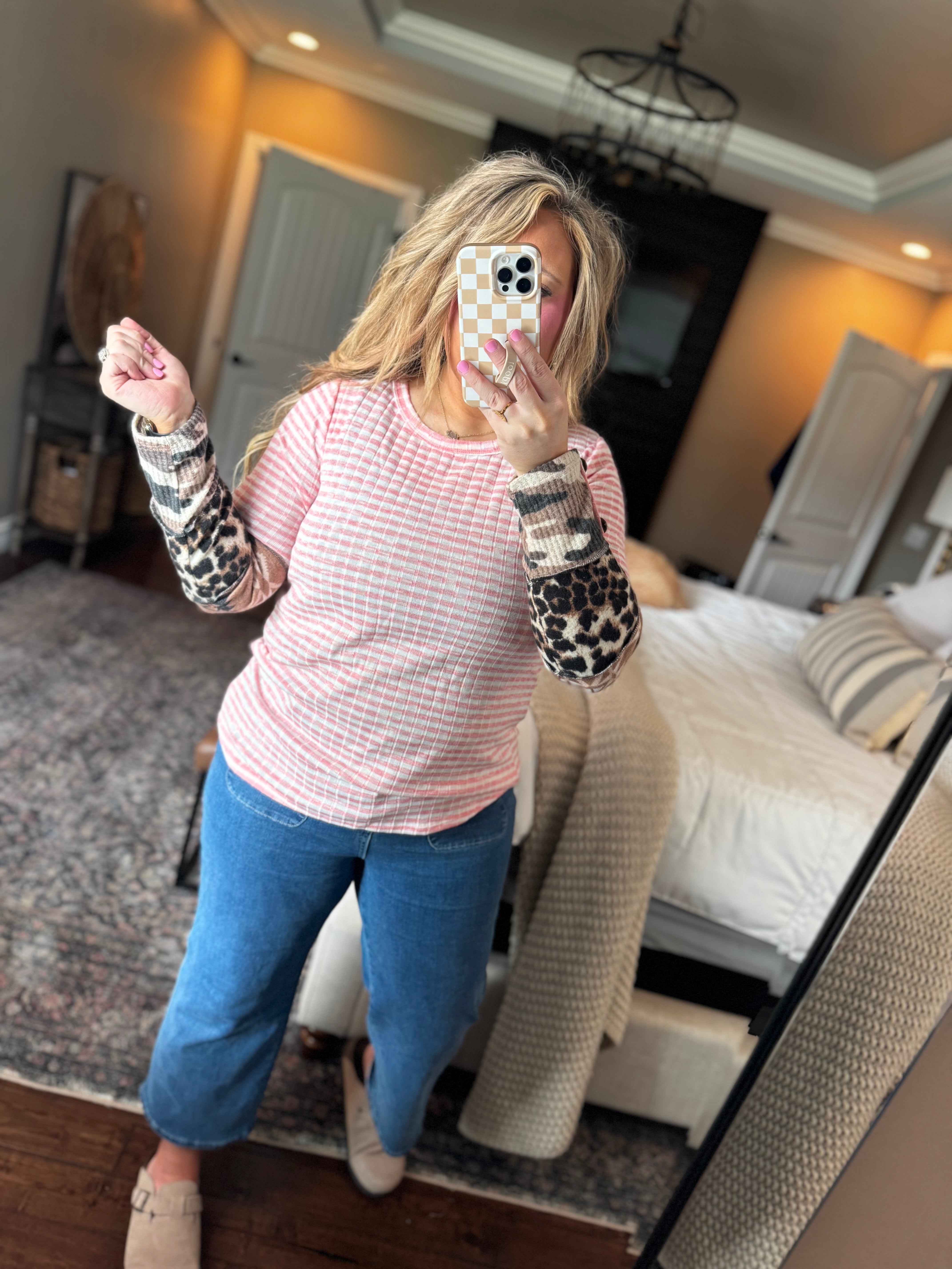 PINK/WHITE STRIPE TOP- 24K