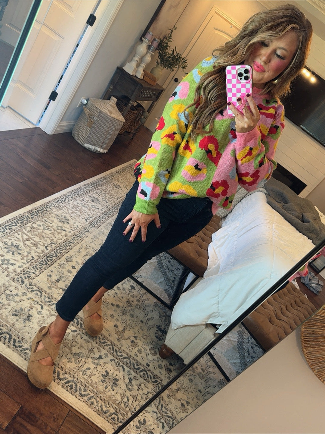 PINK/GREEN SWEATER- 25Q