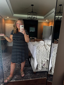 BLACK WHITE STRIPE DRESS*