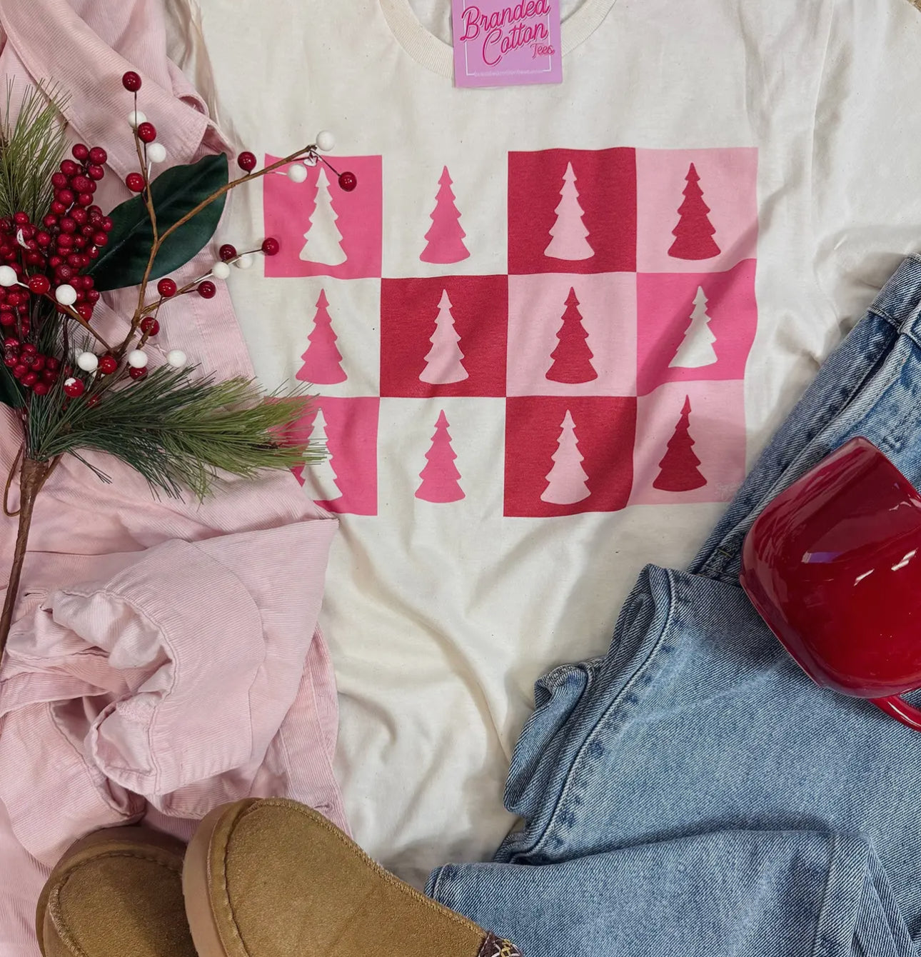 CHECKED CHRISTMAS TREE SHORT SLEEVE TEE