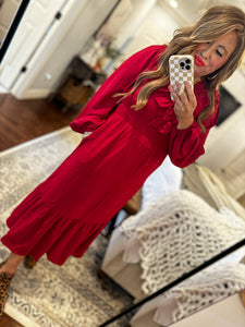 RUBY RED RUFFLED DRESS 26W