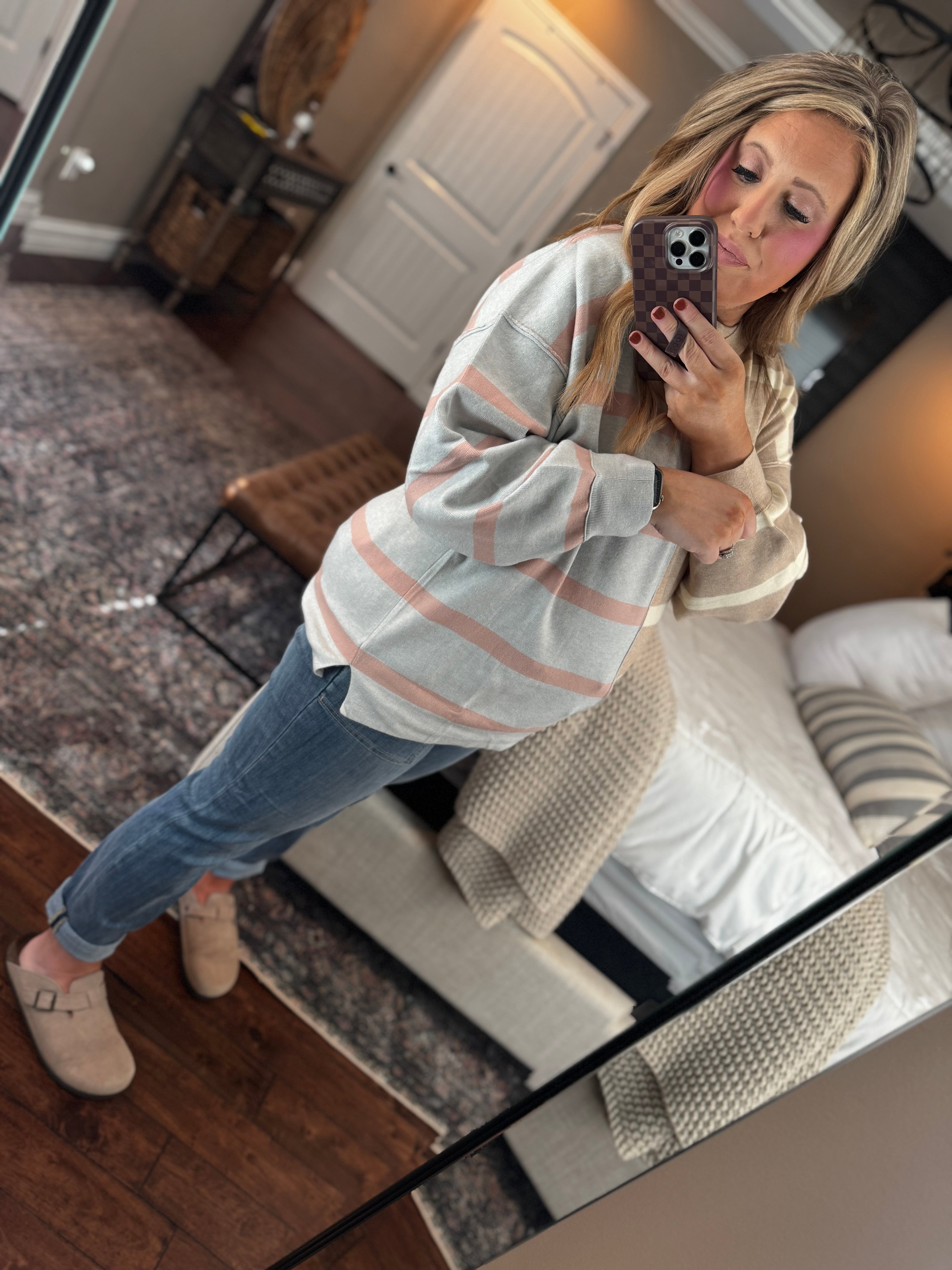 KHAKI STRIPE SWEATER M 14