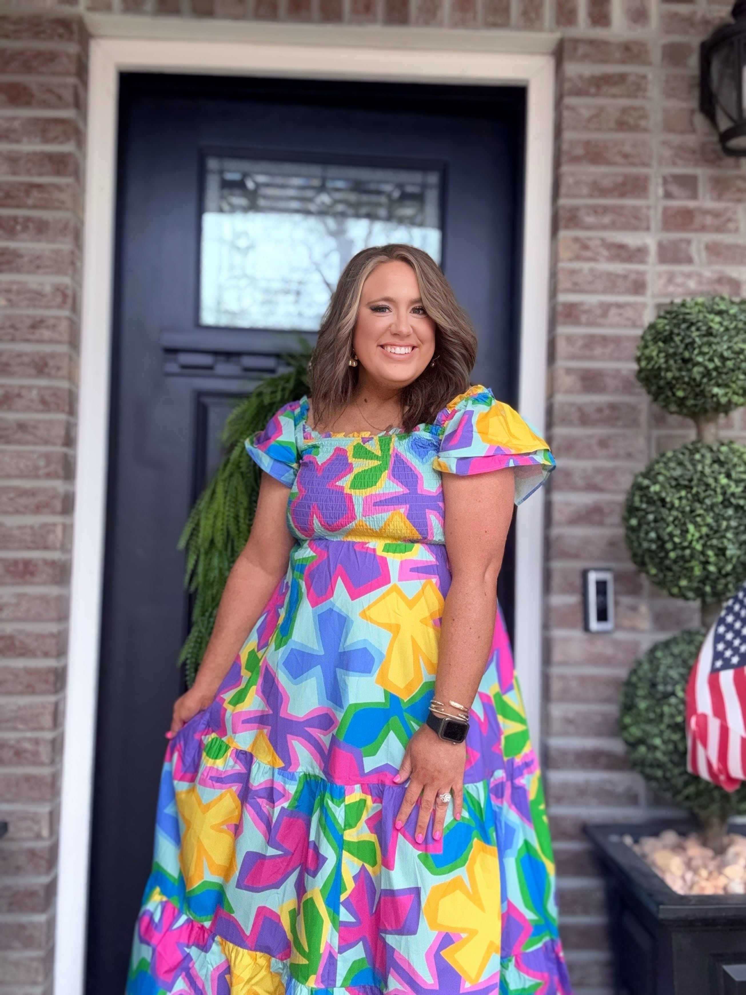 BLUE/PURPLE FLORAL DRESS 30B