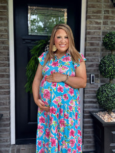AQUA FLORAL DRESS 7H