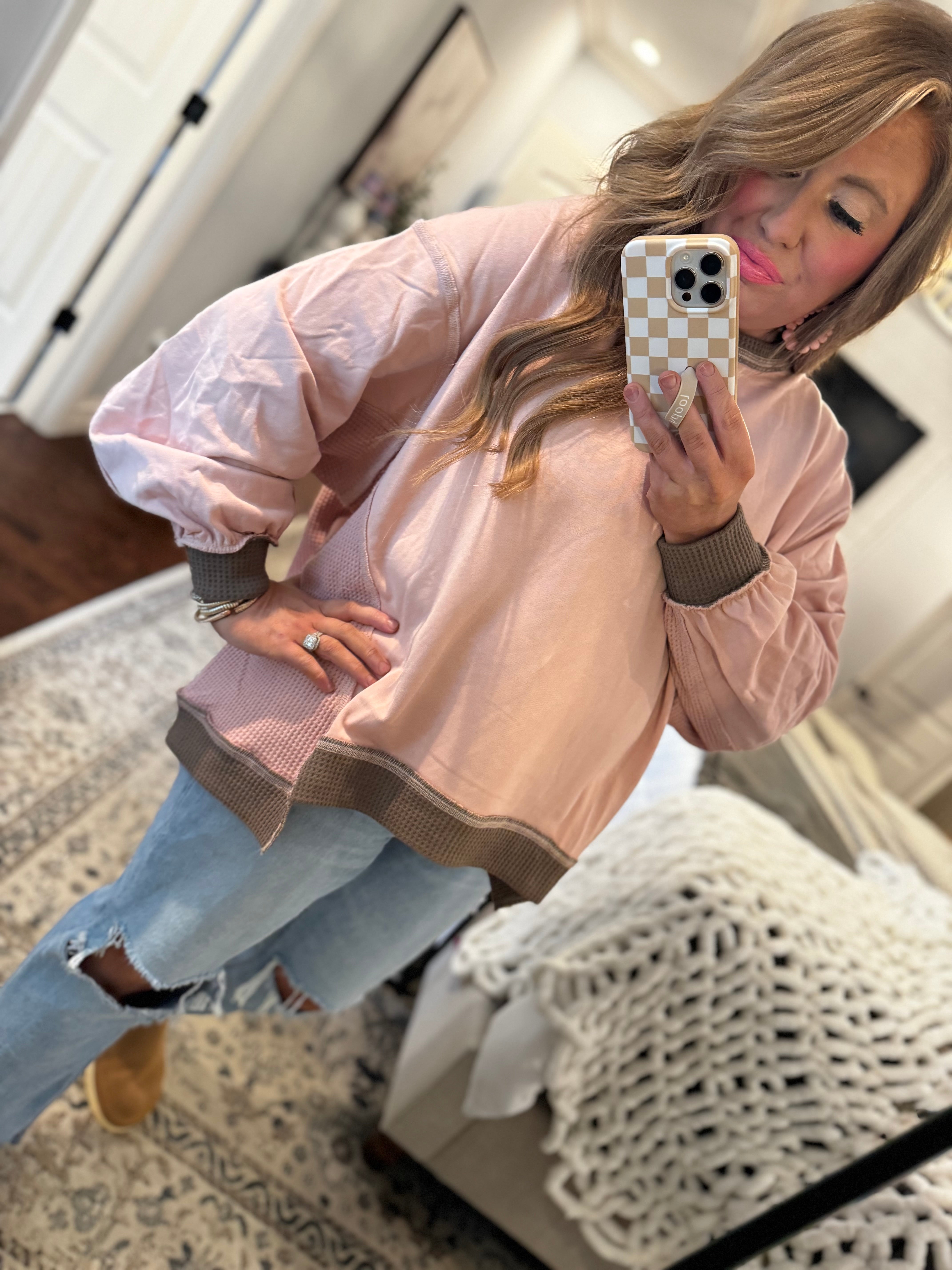 BLUSH/BROWN SWEATSHIRT 3W