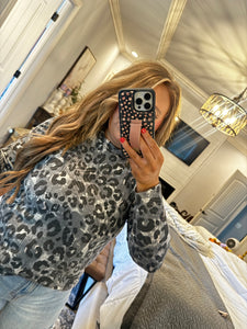 GRAY LEOPARD TOP S*