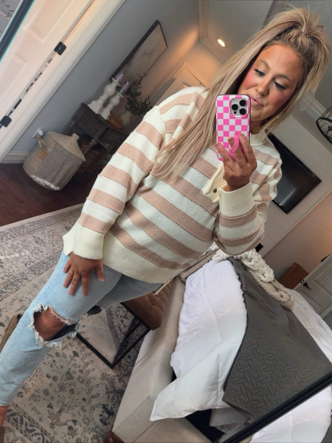 TAUPE/CREAM SWEATER PULLOVER- 11N