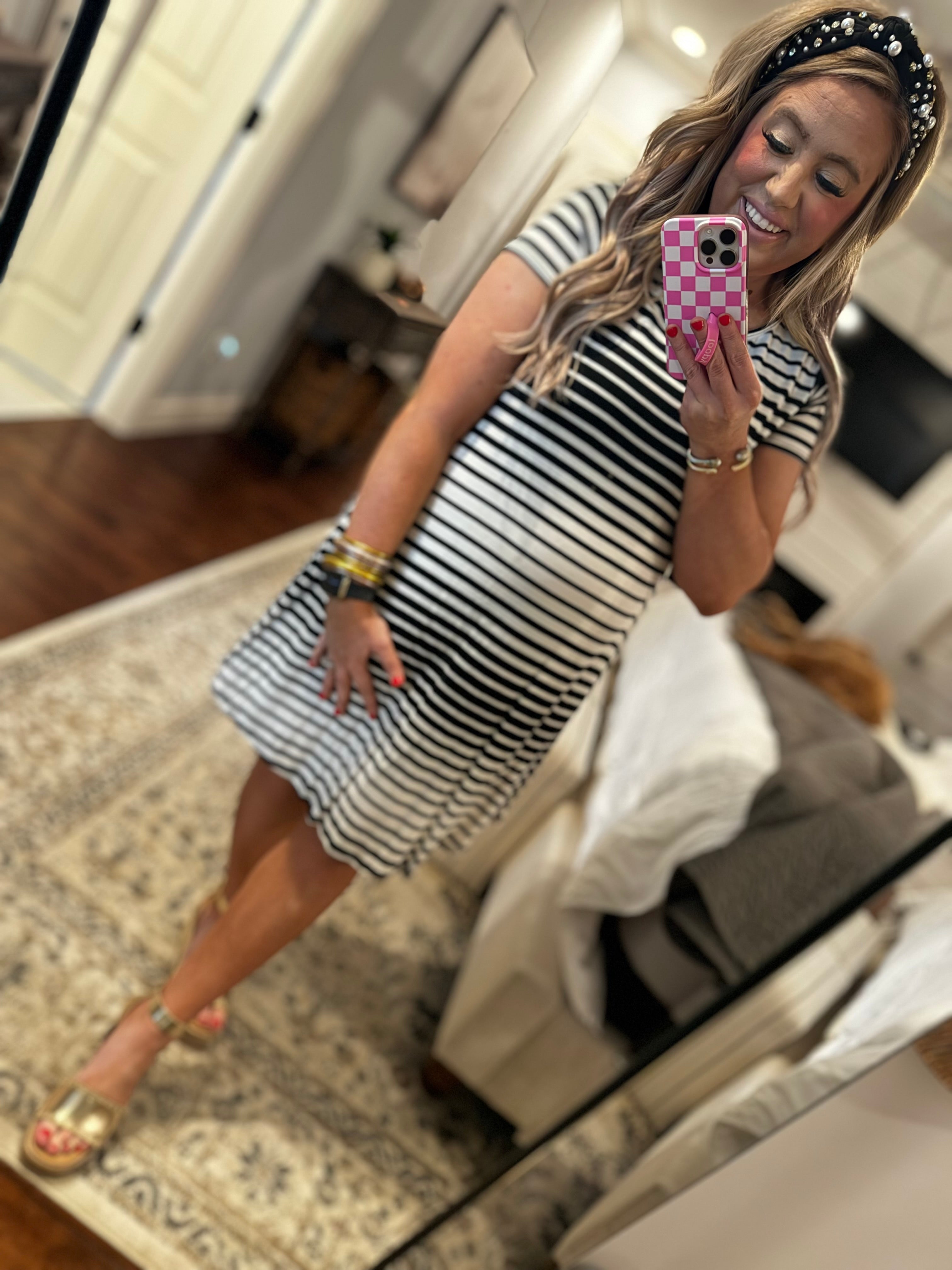 BLACK/ WHITE STRIPE DRESS 23D