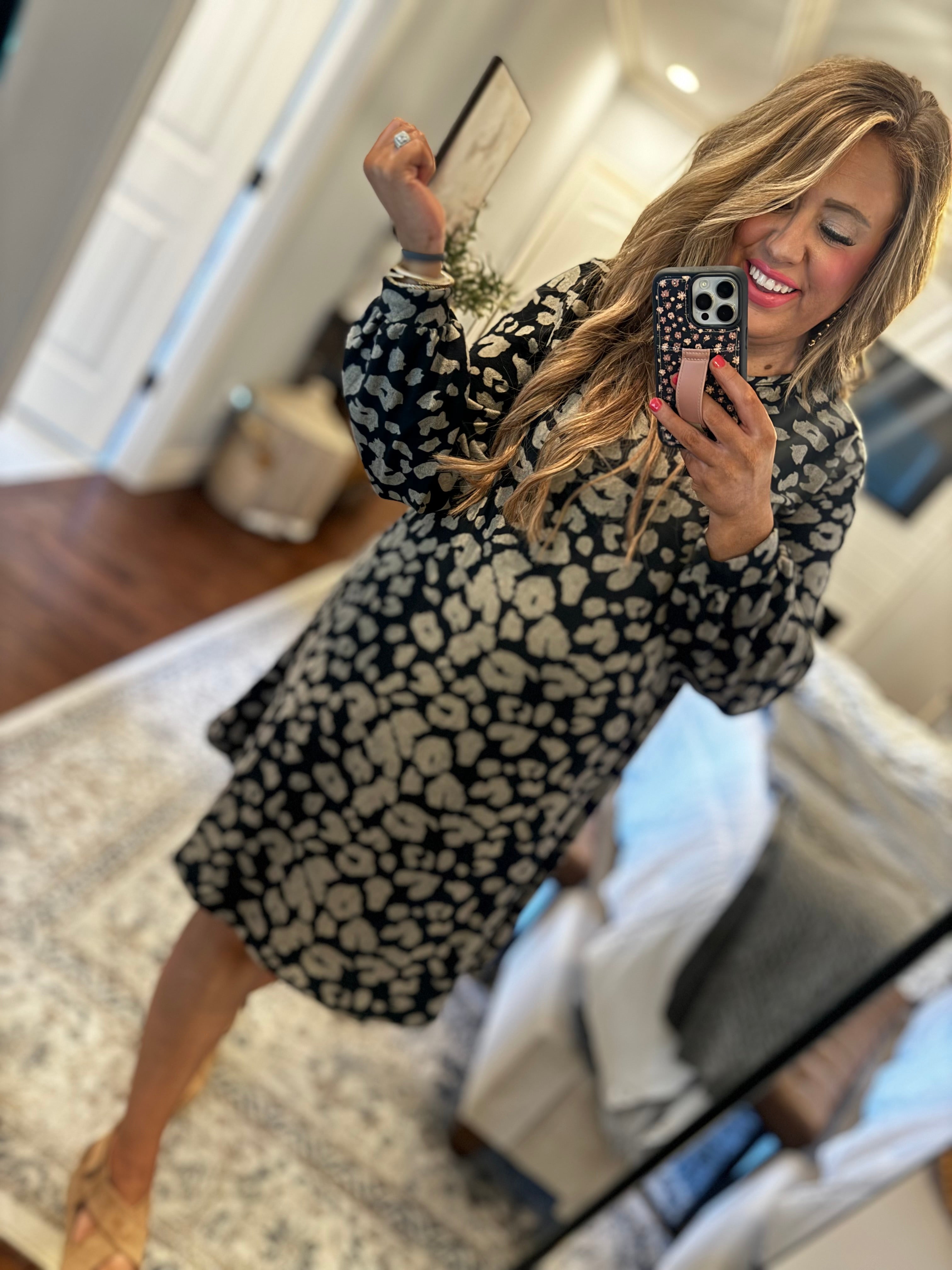 BLACK/GRAY LEOPARD DRESS S*