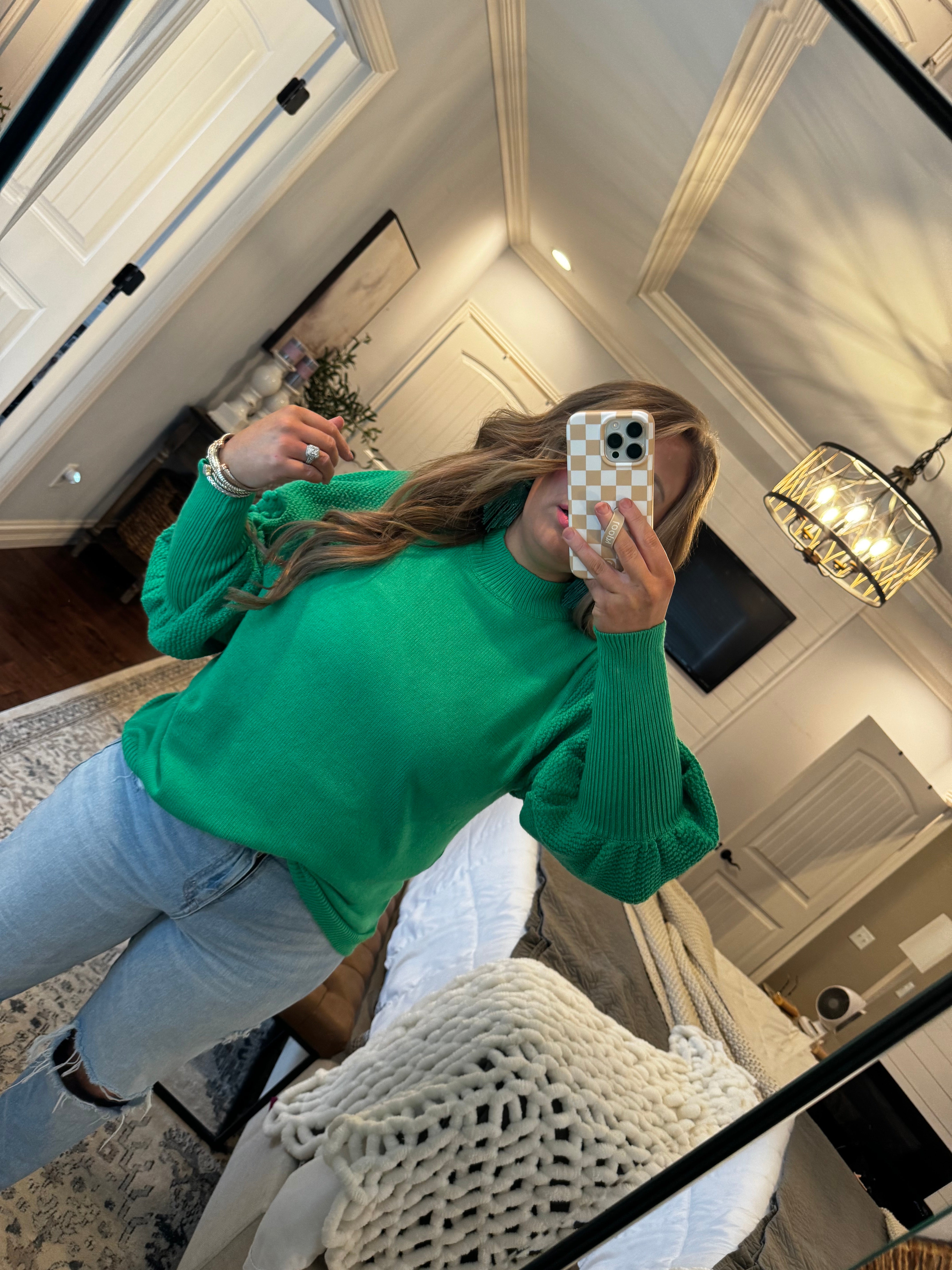 GREEN POM POM SWEATER 25W