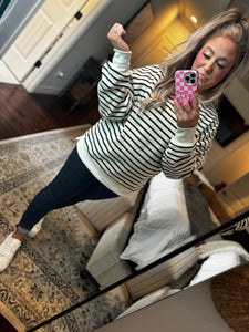 BLACK CREAM STRIPE SWEATSHIRT 3H