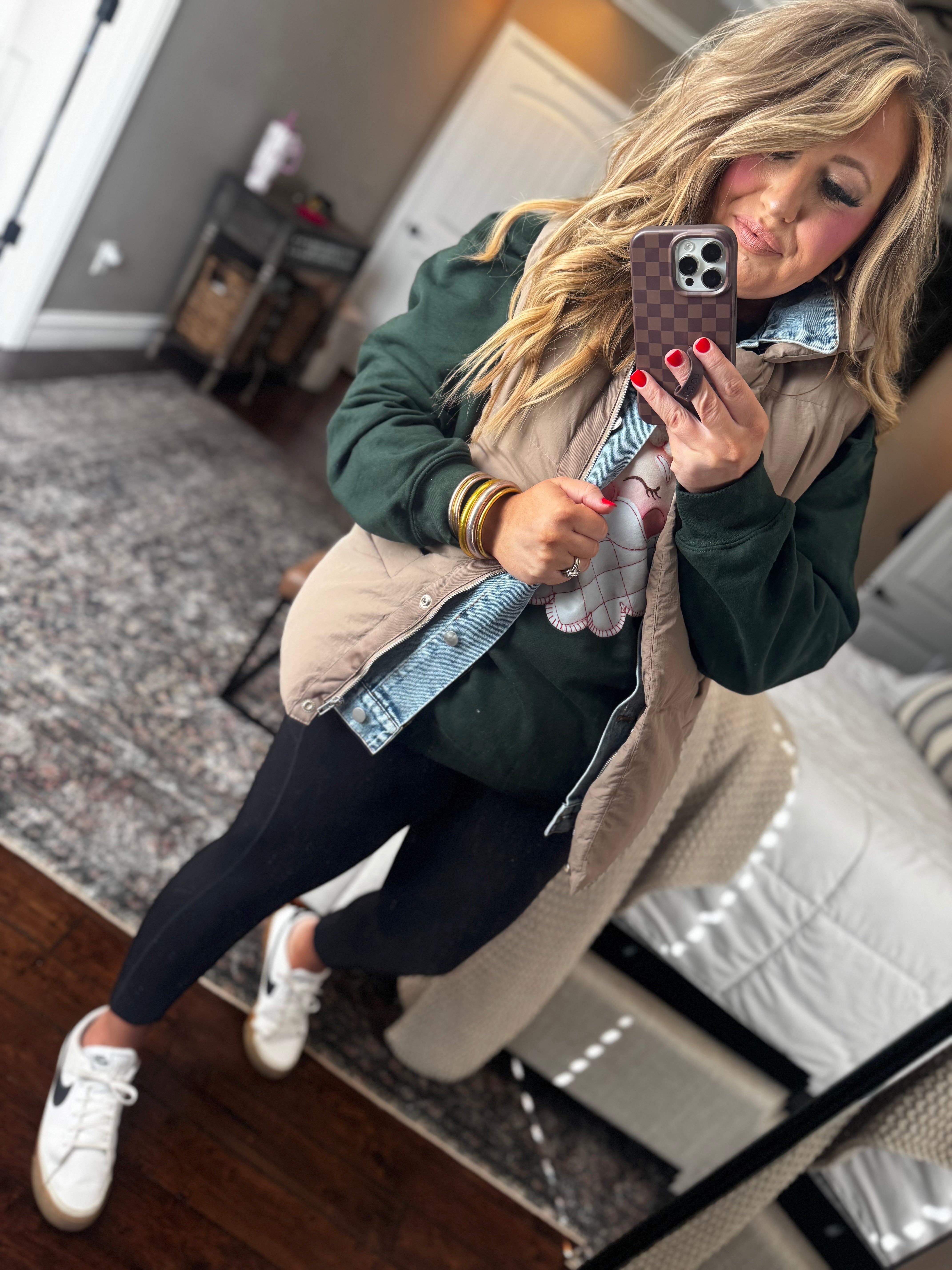 MUSHROOM DENIM TRIMMED VEST R8