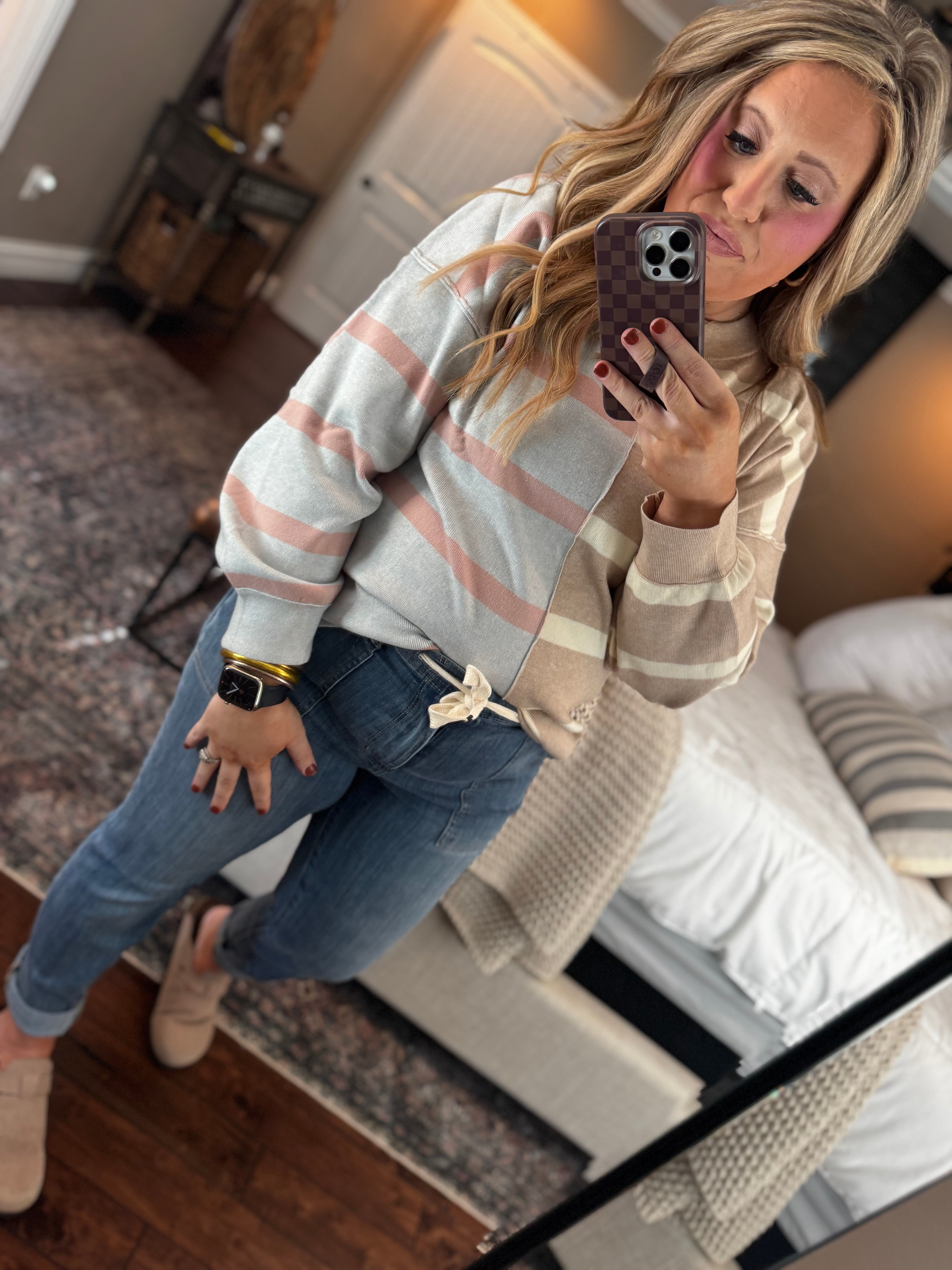 KHAKI STRIPE SWEATER M 14