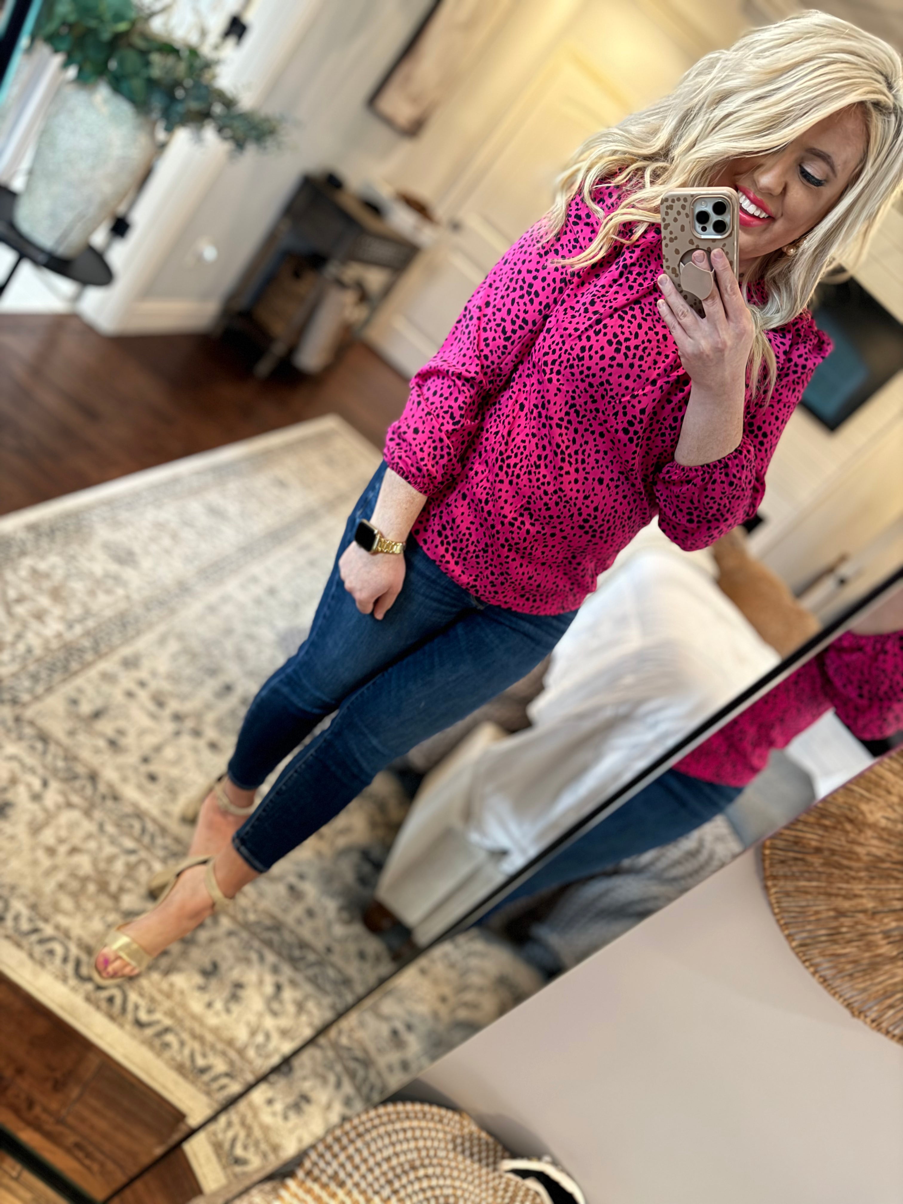 ROSE LEOPARD SPOTTED TOP