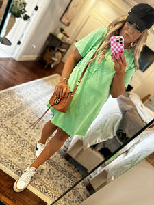 GREEN T-SHIRT DRESS