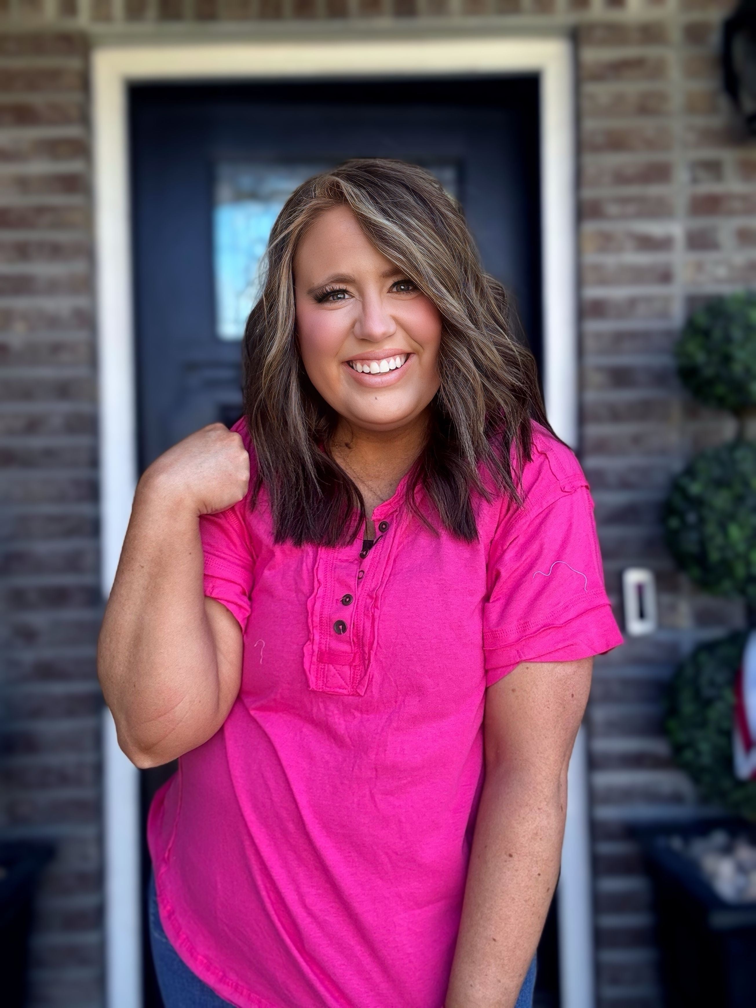 PINK BUTTON TOP 13B – Simply Beautiful Boutique