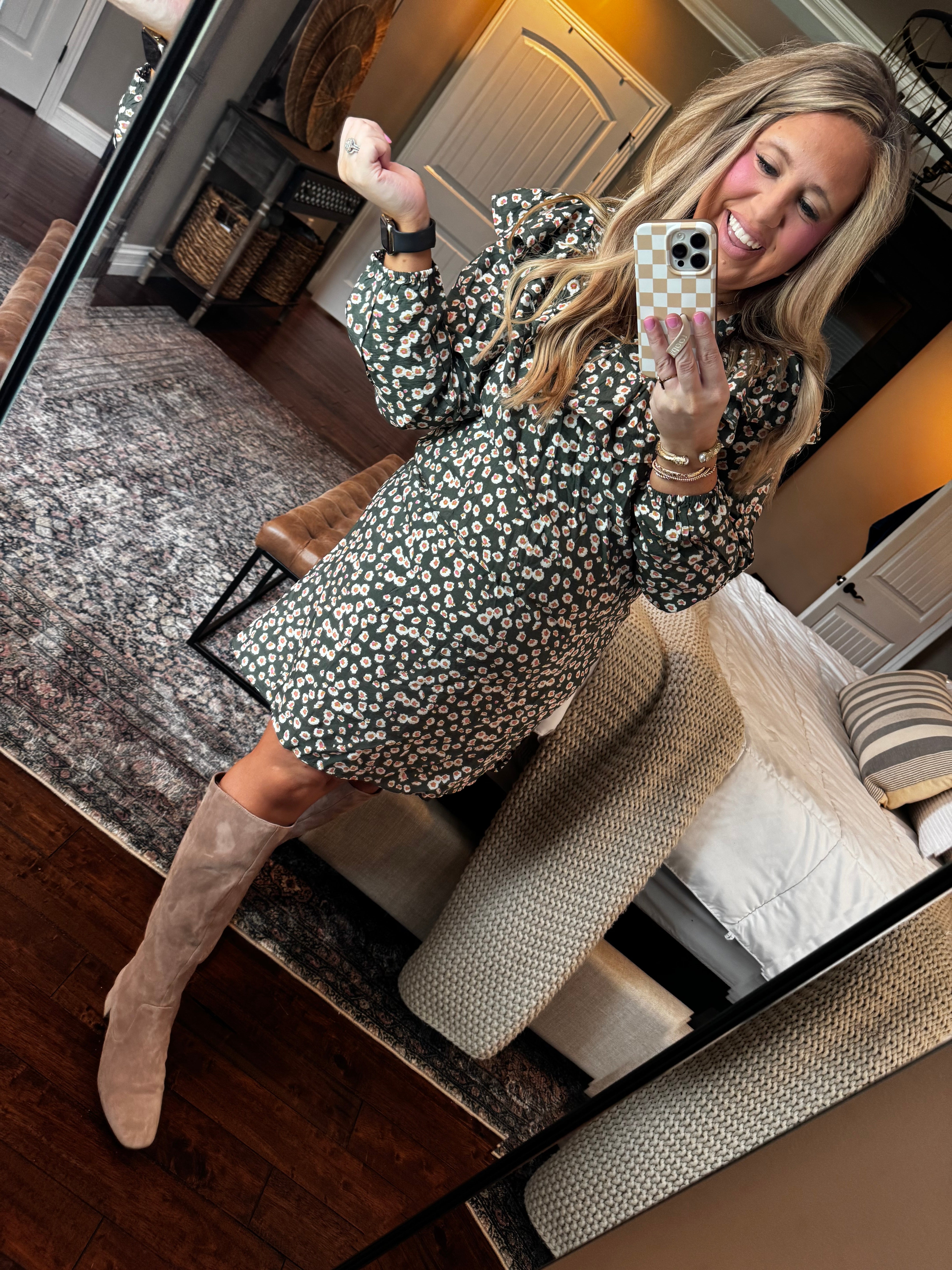 MM FINE FLORAL MIDNIGHT TATUM DRESS K5
