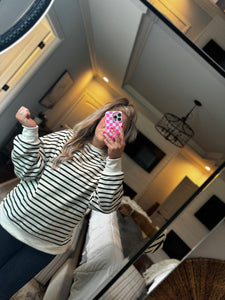 BLACK CREAM STRIPE SWEATSHIRT 3H