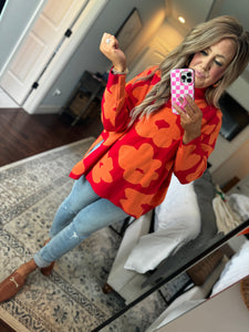 RED/ORANGE FLORAL SWEATER - 25I