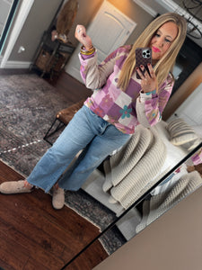 PURPLE / BEIGE FLORAL  PULLOVER  N17
