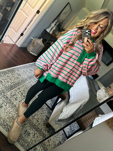 GREEN/PINK STRIPE SWEATSHIRT R3