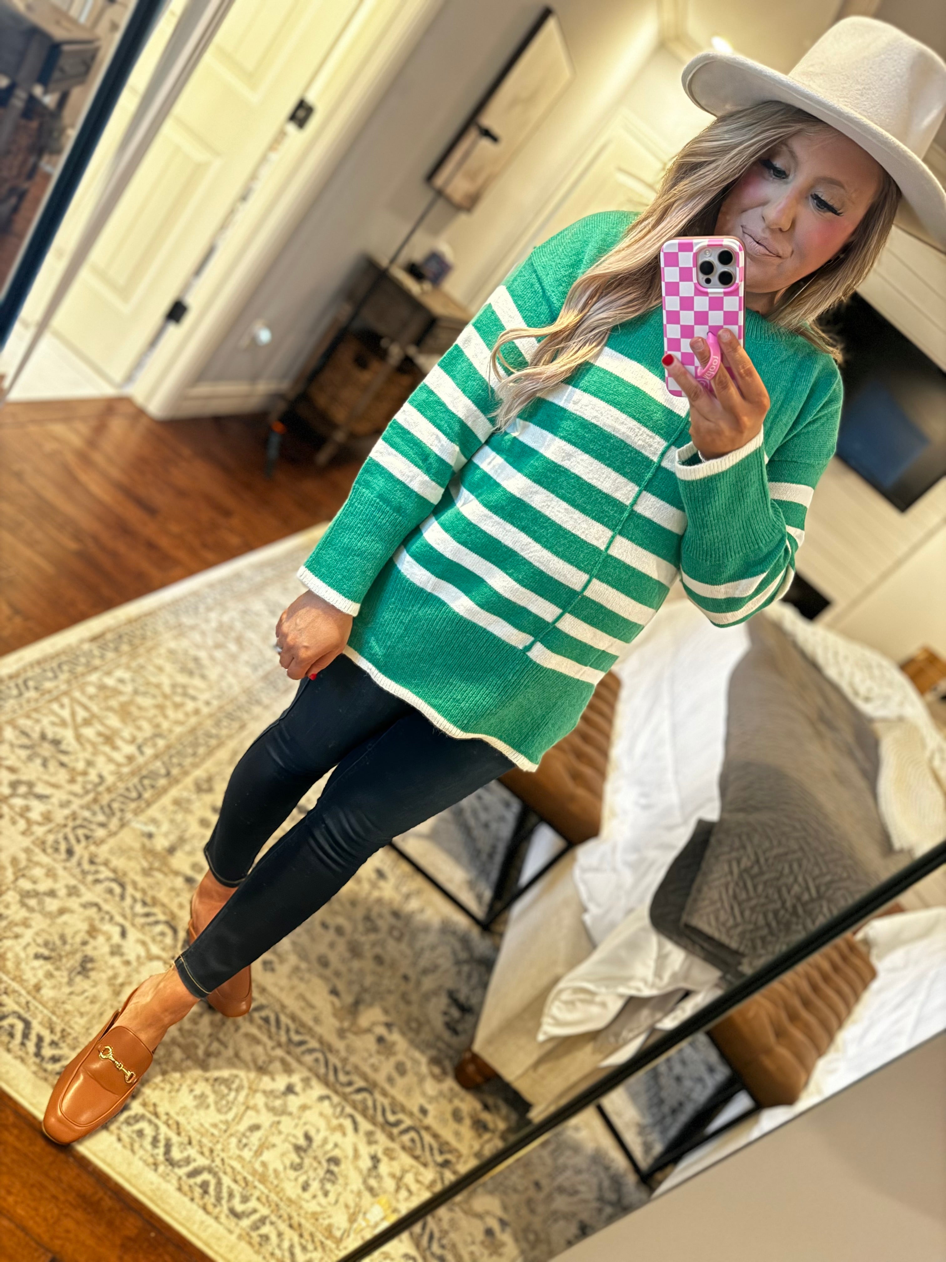 GREEN STRIPE SWEATER 10L