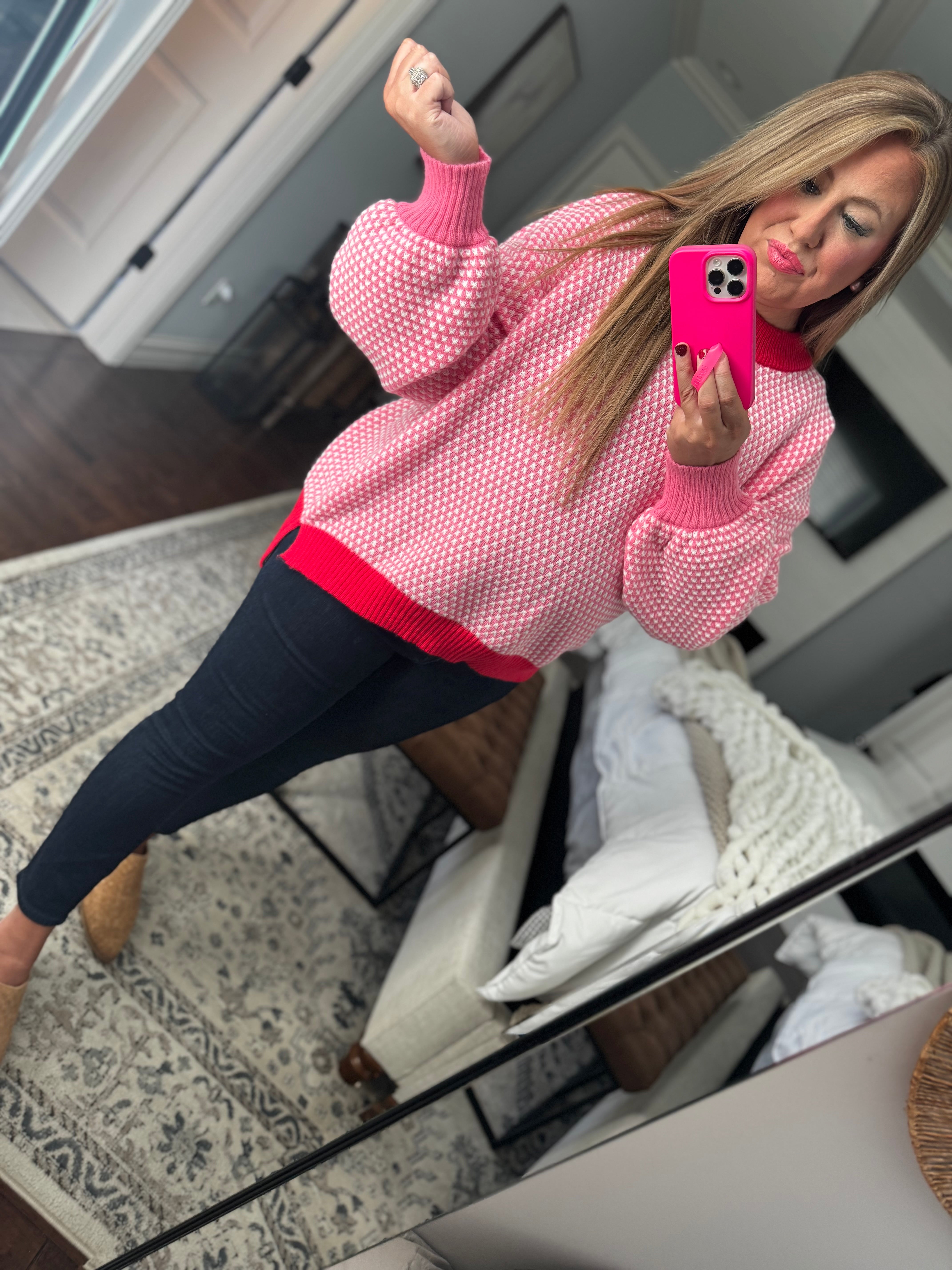 Pink/red multi sweater 27Y