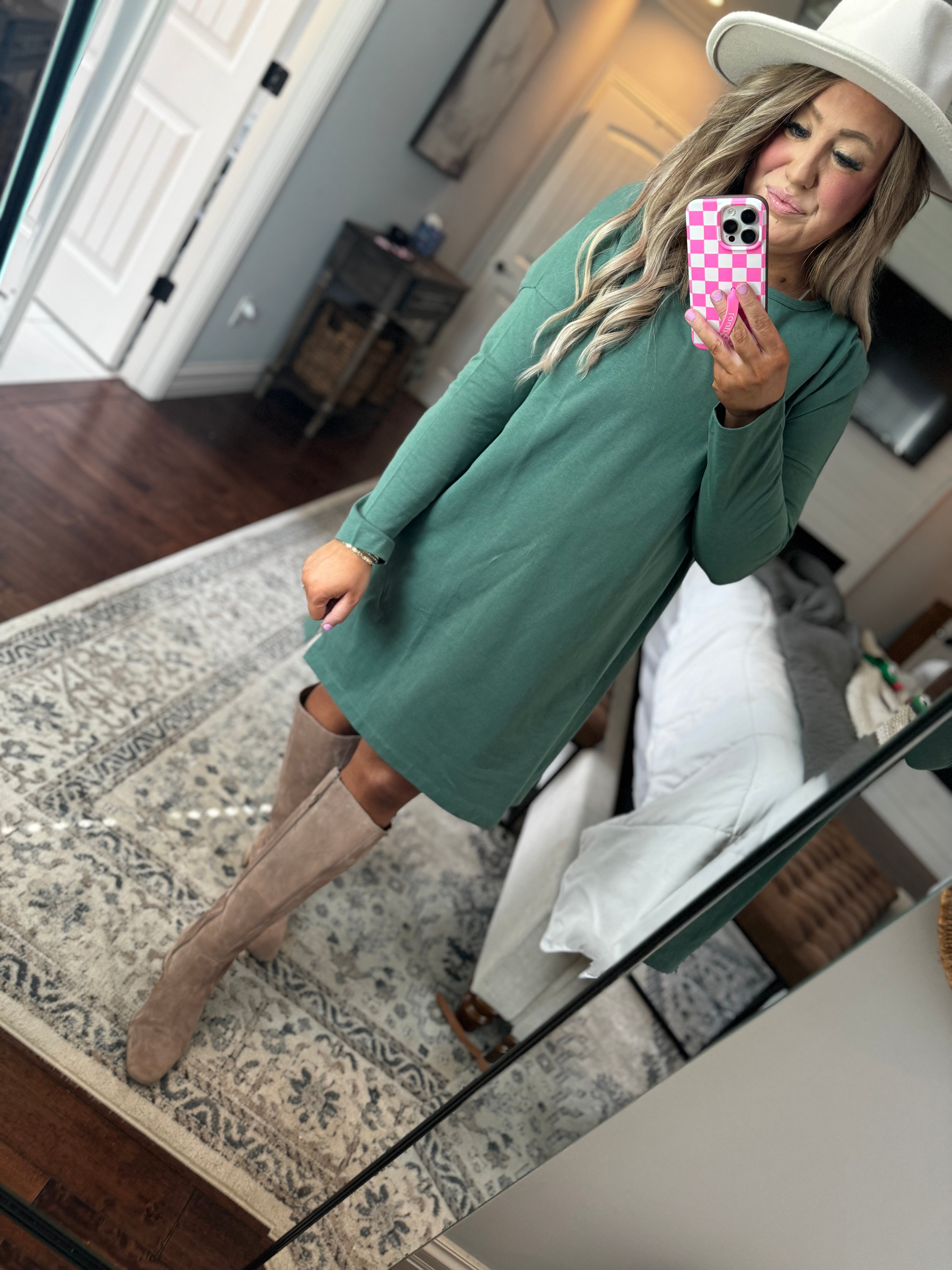 GREY GREEN TUNIC DRESS- 17I