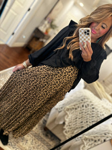 LEOPARD PLEATED SKIRT 32W