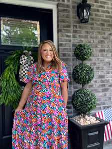 FUSCHIA/TEAL FLORAL DRESS 8H