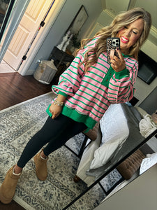 GREEN/PINK STRIPE SWEATSHIRT R3