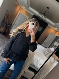 BLACK RUFFLE BOTTOM TOP K15