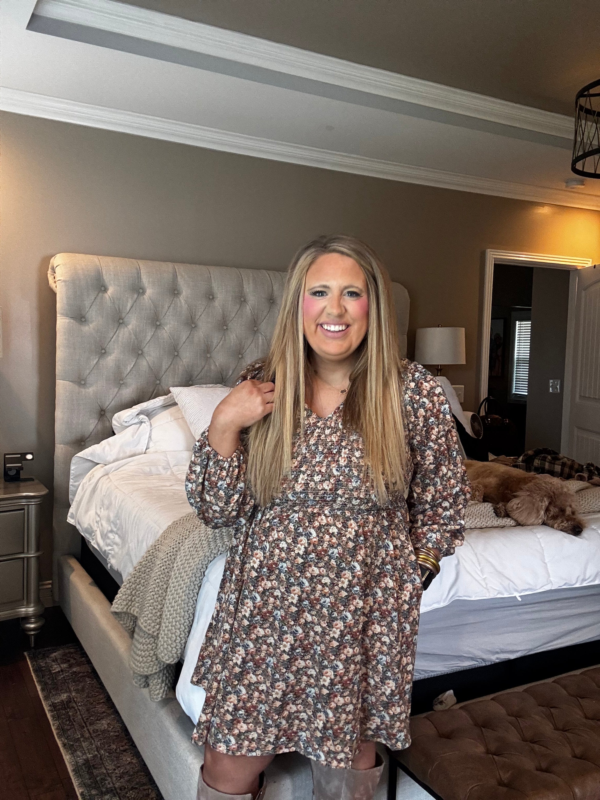 BROWN MULTI FLORAL DRESS O1